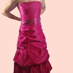 Size 6 deep pink fuschiaโ ball gown prom dress princess rouched silk sash